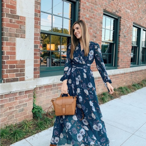 Gal Meets Glam Georgia Floral Sheer Sleeve Maxi Dress - Picture 1 of 16
